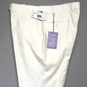 Tayion Men's Classic-Fit Linen Suit Pants White Herringbone 38x30 $135